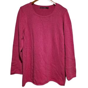 Gudrun Sjoden Rolled Edge Cotton Sweater in Fuchsia Size Medium